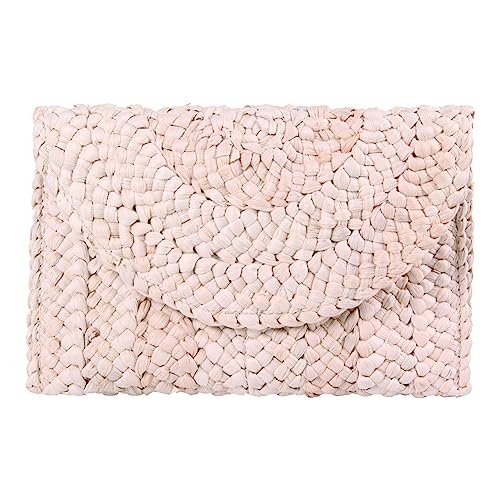 Fecialy Stroh Clutch Geldbörsen Stroh Geldbörsen für Frauen Umschlag gewebt Clutch Handtaschen Sommer Strand Taschen,Weiß von Fecialy