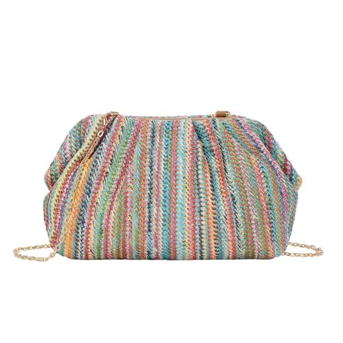 Fecialy Stroh Clutch Handtasche für Frauen Sommer Strand Tasche Knödel Clutch Stroh Crossbody Tasche Strand gewebt Rattan Tasche von Fecialy