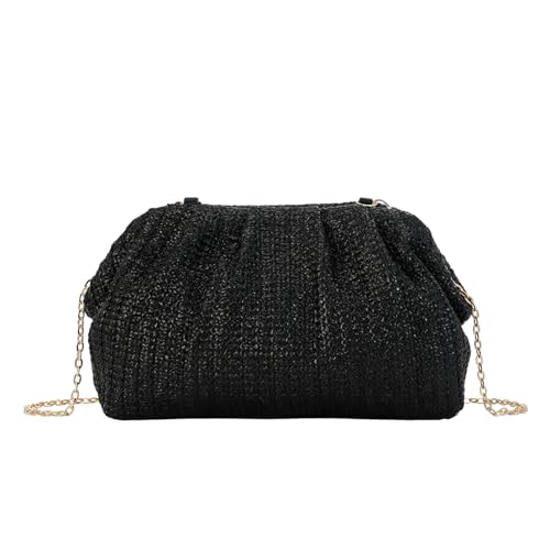 Fecialy Stroh Clutch Handtasche für Frauen Sommer Strand Tasche Knödel Clutch Stroh Crossbody Tasche Strand gewebt Rattan Tasche von Fecialy