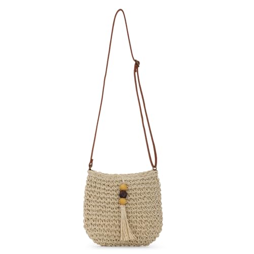 Fecialy Stroh Crossbody Taschen für Damen handgewebte Sommer Strand Handtasche gewebt Raffia Wicker Tasche Urlaub Kupplung mit Quasten von Fecialy