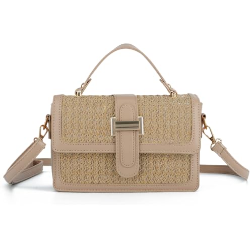 Fecialy Stroh Geldbörsen für Damen Stroh Crossbody Taschen Strand Handtasche Sommer Stroh Geldbörsen gewebt Umhängetasche Clutch Bag von Fecialy