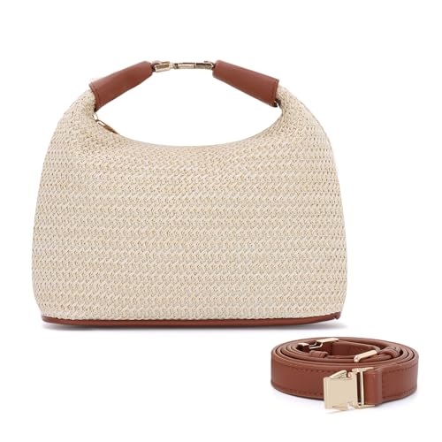 Fecialy Stroh Tasche für Damen Kleine Raffia Handtaschen Sommer Strand Crossbody Tasche Urlaub Stroh gewebt Handtasche 2025 von Fecialy