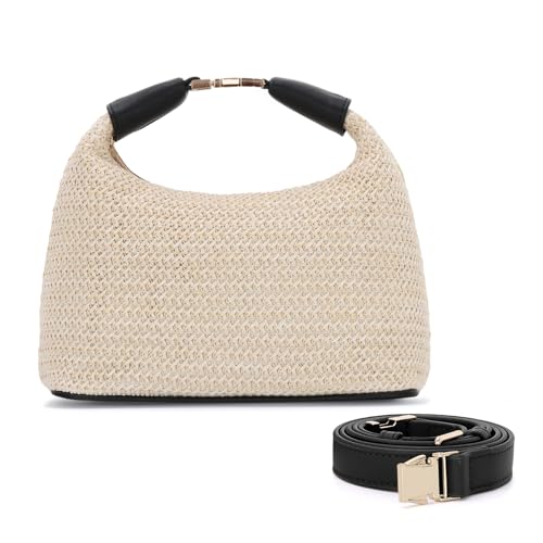 Fecialy Stroh Tasche für Damen Kleine Raffia Handtaschen Sommer Strand Crossbody Tasche Urlaub Stroh gewebt Handtasche 2025 von Fecialy