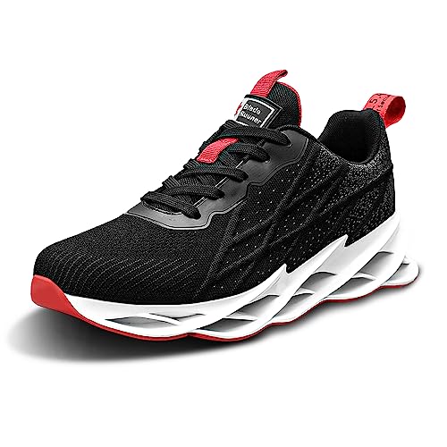 Feclogar Sneaker Laufschuhe Herren Turnschuhe Damen zum Laufen Tenniss Jogging Fitness Outdoor Leicht Atmungsaktiv rutschfest Sommer Sportschuhe Schwarz Weiß G33 EU 43 BlackRed von Feclogar