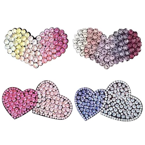 Herz-Haarspangen für Mädchen, Doppelherz-Design mit rosa und blauen Herzen, perfekt für Kleinkinder, Kinder, Mädchen und Teenager, 4 Stück Herz-Haarspangen für Mädchen, Doppelherz-Design mit rosa und blauen Herzen, perfekt für Kleinkinder, Kinder, Mädchen und Teenager, 4 Stück von Fecovanti