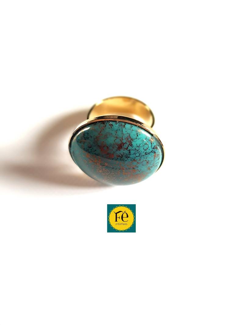 Puca-Glasring 25 Mm, Türkisblau, Rund, Verstellbar, Goldene Ringhalterung Von Fecreationsfr Puca-Glasring 25 Mm, Türkisblau, Rund, Verstellbar, Goldene Ringhalterung Von Fecreationsfr von FecreationsFR