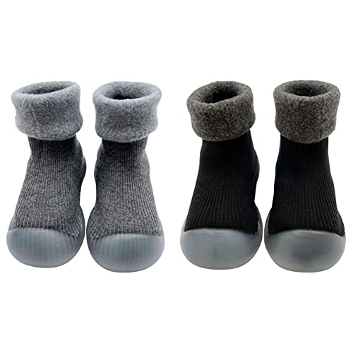 FedMois 2er Pack Baby Socken Hausschuhe Anti-Rutsch gefüttert Hüttenschuh Lauflernschuhe Winter, schwarz und grau, 18 Monate FedMois 2er Pack Baby Socken Hausschuhe Anti-Rutsch gefüttert Hüttenschuh Lauflernschuhe Winter, schwarz und grau, 18 Monate von FedMois