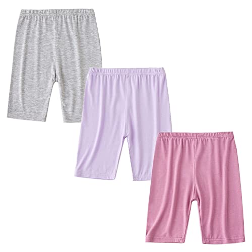 FedMois 3er Pack Mädchen Leggings kurz Radler Hose Sommer, Grau, Lila und Rosa, Gr. 140/146 (Herstellergröße 150) von FedMois