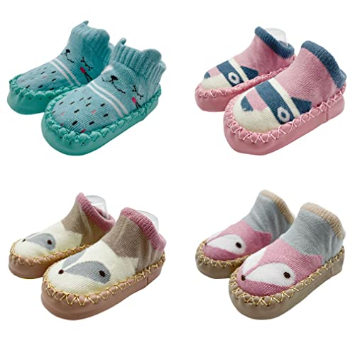 FedMois 4er Pack Baby Socken Hausschuhe Anti-Rutsch Krabbelschuhe Lauflernschuhe, Fuchs und Hund, 12-18 Monate FedMois 4er Pack Baby Socken Hausschuhe Anti-Rutsch Krabbelschuhe Lauflernschuhe, Fuchs und Hund, 12-18 Monate von FedMois