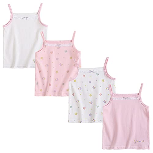 FedMois 4er Pack Mädchen Unterhemden Baumwolle Hemden Top, Rosa, 3-4 Jahre (Gr. 104/110) von FedMois