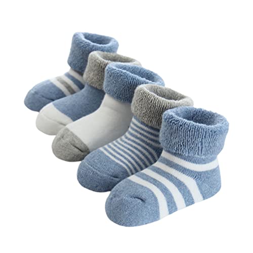 FedMois 5er Pack Baby Wintersocken dicke Thermosocken Baumwolle Gefüttert, Blau, 0-6 Monate von FedMois