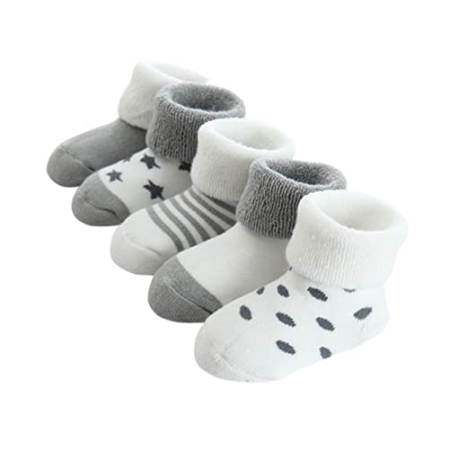 FedMois 5er Pack Baby Wintersocken dicke Thermosocken Baumwolle Gefüttert, Grau, 12-24 Monate von FedMois