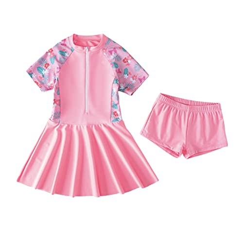 FedMois Mädchen Badeanzug Zweiteiliger Schwimmanzug, Badekleid + Badeshorts, Rosa, 6 Jahre von FedMois