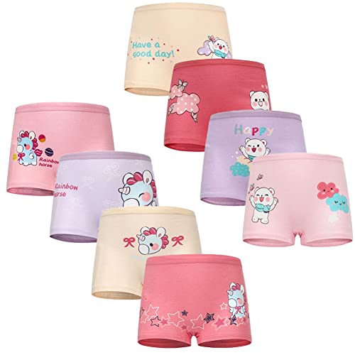 FedMois Mädchen Boxershorts Unterhosen Baumwolle Pantys Unterwäsche 8er Pack, Einhörner und Bären, 3-5 Jahre von FedMois