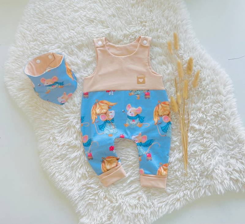 strampler Baby Junge Mädchen Halstuch Mütze Herbst-Maus von Fedellinchen