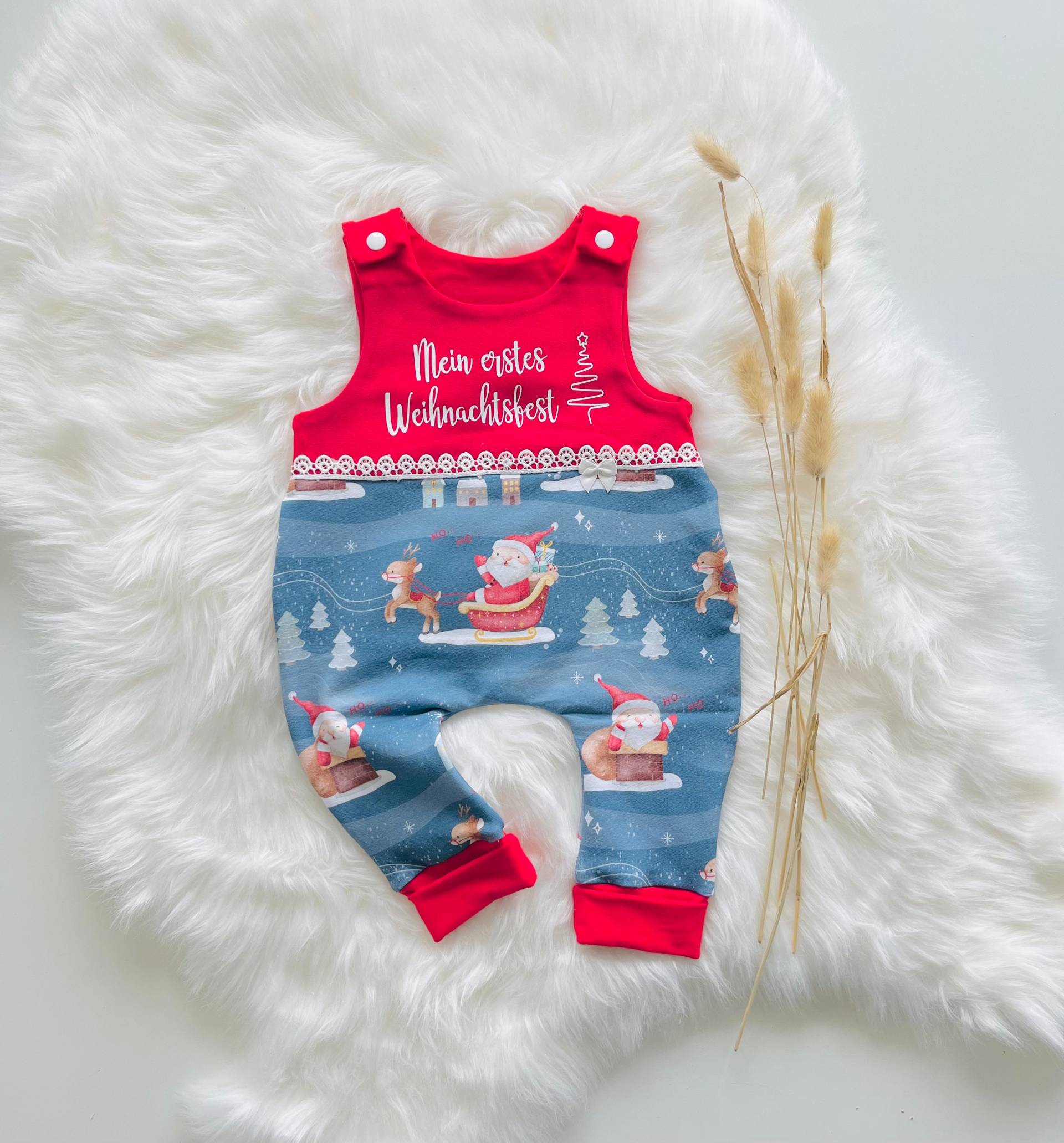 strampler Baby Mädchen Weihnachten Weihnachtsmann Rentier Gr. 62 von Fedellinchen