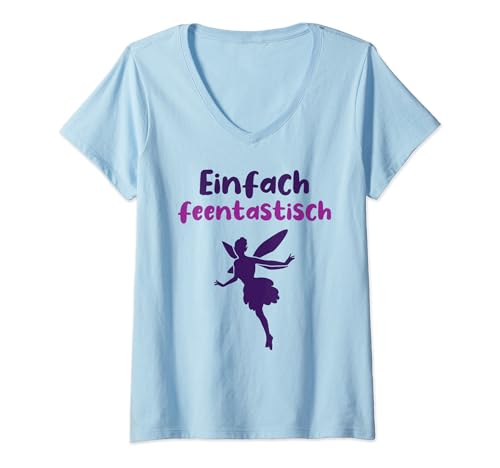 Damen Fee Lustiger Spruch Feentastisch Zauberfee Mit Fee Flügeln T-Shirt mit V-Ausschnitt Damen Fee Lustiger Spruch Feentastisch Zauberfee Mit Fee Flügeln T-Shirt mit V-Ausschnitt von Fee Outfits für Damen Und Mädchen