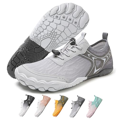 Hike Barfußschuhe Damen Herren Pro Wasserschuhe Breite Zehenbox rutschfest Unisex Athletic Outdoor Laufschuhe, Fm002-Gray-Gradient, 12-12.5 Wide Women/10-10.5 Wide Men von FeedMoo