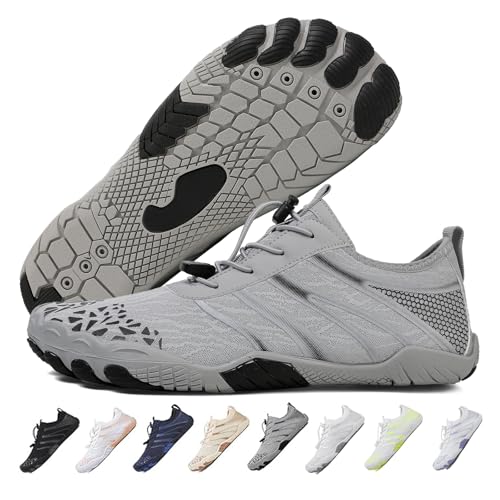 Hike Barfußschuhe Damen Herren Pro Wasserschuhe Breite Zehenbox rutschfest Unisex Athletic Outdoor Laufschuhe, Fm003-Grau, 12-12.5 Wide Women/10-10.5 Wide Men von FeedMoo