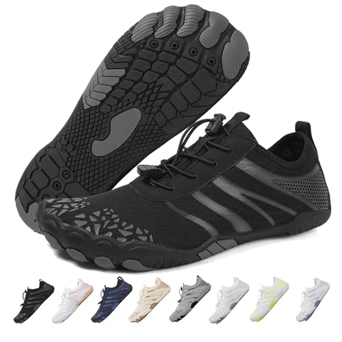 Hike Barfußschuhe Damen Herren Pro Wasserschuhe Breite Zehenbox rutschfest Unisex Athletic Outdoor Laufschuhe, Fm003-black, 11-11.5 Wide Women/9-9.5 Wide Men von FeedMoo