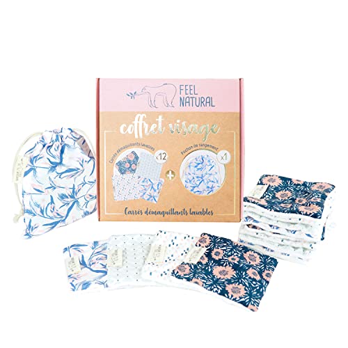 Feel Natural, Limitierte Edition, 12 quadratische Make-up-Entferner, inkl. Aufbewahrungstasche – Verpackung kann variieren) von Feel Natural