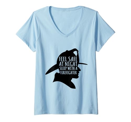 Damen Fühlen Sie sich sicher in der Nacht mit einem Feuerwehrmann – lustig T-Shirt mit V-Ausschnitt Damen Fühlen Sie sich sicher in der Nacht mit einem Feuerwehrmann – lustig T-Shirt mit V-Ausschnitt von Feel Safe At Night Sleep With A Firefighter