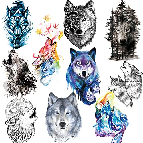 Feelairy 10 Blätter Wolf Tattoo Temporär, Temporäre Tattoo Aufkleber Männer Frauen, Wasserdicht 3D Temporary Tattoo Arm Fake Tattoo Aufkleber Wolf Blume für Erwachsene Kinder Feelairy 10 Blätter Wolf Tattoo Temporär, Temporäre Tattoo Aufkleber Männer Frauen, Wasserdicht 3D Temporary Tattoo Arm Fake Tattoo Aufkleber Wolf Blume für Erwachsene Kinder von Feelairy