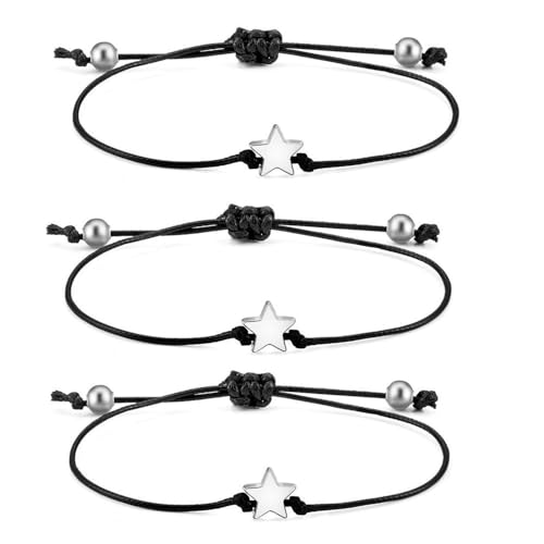 Feelairy 3 Stück Armband Damen Silber Freundschaftsarmband Stern Seil Armbänder, Verstellbar Schnur Armband Handgemacht Geflochten Armbänder Schmuck Geschenke für Beste Freundin Schwestern Feelairy 3 Stück Armband Damen Silber Freundschaftsarmband Stern Seil Armbänder, Verstellbar Schnur Armband Handgemacht Geflochten Armbänder Schmuck Geschenke für Beste Freundin Schwestern von Feelairy