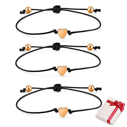 Feelairy 3 Stück Herz Armband Damen Rosegold Freundschaftsarmband Herz Seil Armbänder, Verstellbar Schnur Armband Handgemacht Geflochten Armbänder Schmuck Geschenke für Beste Freundin Schwestern Feelairy 3 Stück Herz Armband Damen Rosegold Freundschaftsarmband Herz Seil Armbänder, Verstellbar Schnur Armband Handgemacht Geflochten Armbänder Schmuck Geschenke für Beste Freundin Schwestern von Feelairy