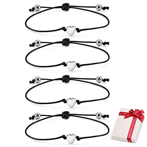 Feelairy 4 Stück Armband Damen Silber Freundschaftsarmband Herz Seil Armbänder, Verstellbar Schnur Armband Handgemacht Geflochten Armbänder Schmuck Geschenke für Beste Freundin Schwestern Feelairy 4 Stück Armband Damen Silber Freundschaftsarmband Herz Seil Armbänder, Verstellbar Schnur Armband Handgemacht Geflochten Armbänder Schmuck Geschenke für Beste Freundin Schwestern von Feelairy