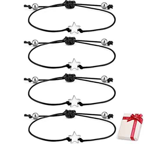 Feelairy 4 Stück Armband Damen Silber Freundschaftsarmband Stern Seil Armbänder, Verstellbar Schnur Armband Handgemacht Geflochten Armbänder Schmuck Geschenke für Beste Freundin Schwestern Feelairy 4 Stück Armband Damen Silber Freundschaftsarmband Stern Seil Armbänder, Verstellbar Schnur Armband Handgemacht Geflochten Armbänder Schmuck Geschenke für Beste Freundin Schwestern von Feelairy