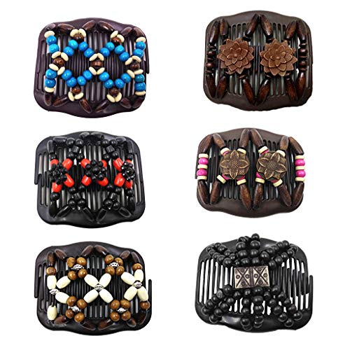 Magic Haarklammer - 6 Stücke Perlen Haarkämme Dehnbare Haarkämme Elastische Comb Holz Haarspange Perlen Doppel Haarkamm DIY Hair Styling Werkzeug für Damen Mädchen Haarschmuck Magic Haarklammer - 6 Stücke Perlen Haarkämme Dehnbare Haarkämme Elastische Comb Holz Haarspange Perlen Doppel Haarkamm DIY Hair Styling Werkzeug für Damen Mädchen Haarschmuck von Feelairy