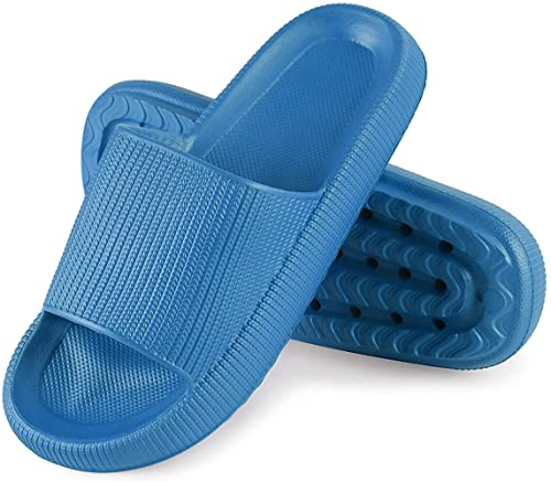 Feelan Cloud Slides für Damen und Herren, Kissengleiter, Hausschuhe, Badezimmer, Massagesandalen, schnell trocknend, EVA, offene Zehen, Duschhaus, Zuhause, Schuhe, ultrapolster, dicke Sohle, Blau, von Feelan