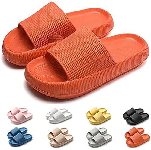 Feelan Cloud Slides für Damen und Herren, Kissengleiter, Hausschuhe, Badezimmer, Massagesandalen, schnelltrocknend, EVA, offene Zehen, Duschhaus, Zuhause, Schuhe, ultrapolster, dicke Sohle, Orange, von Feelan