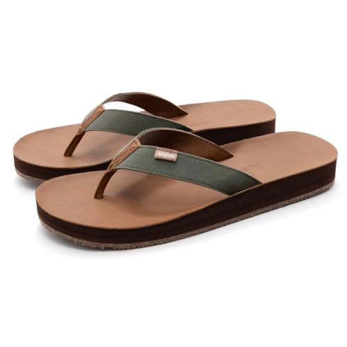 Feelgoodz Zensole Kinderz Herren-Flip-Flops, wasserabweisend, veganes Leder/Naturkautschuk, kiefer, 43 EU von Feelgoodz