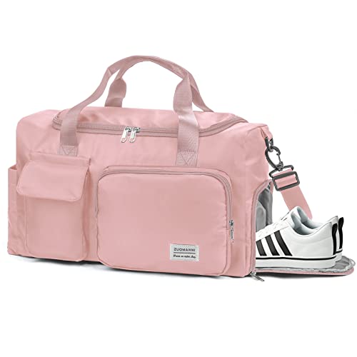 Feelhap Sporttasche Damen Reisetasche Herren,Gepäcktasche Große Weekender Fitnesstasche mit Schuhfach und Nassfach,Wasserabweisende Urlaubstasche Trainingstasche Gym Bag für Damen Herren (Rosa) von Feelhap