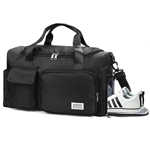 Feelhap Sporttasche Damen Reisetasche Herren,Gepäcktasche Große Weekender Fitnesstasche mit Schuhfach und Nassfach,Wasserabweisende Urlaubstasche Trainingstasche Gym Bag für Damen Herren (Schwarz) von Feelhap