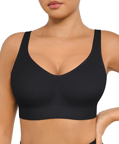 FeelinGirl BH Damen ohne Bügel Seamless Push Up Komfort Klassische BHS Große Brüste Starker Halt 3 Haken-Rückenverschluss Schwarz S von FeelinGirl
