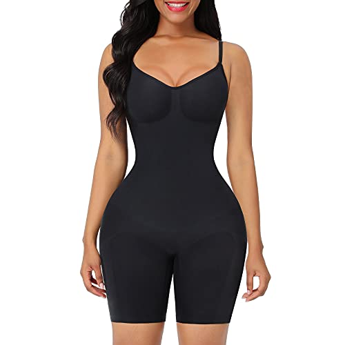 FeelinGirl Body Shaper Bauchkontrolle Nahtlos Shapewear Ganzkörper Überbrust Übergröße Taillenmieder Butt-Heber Rückenstütze Oberschenkel Schlanker Schwarz 5XL von FeelinGirl