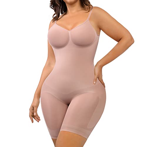 FeelinGirl Bodysuit Shapewear Bauchweg, Rückenfreier Body für Frauen, Nahtloser Faja Körperformer, Sculpting Shaper Überbrust, Formende Bodys Große Größen Beige XL/XXL von FeelinGirl