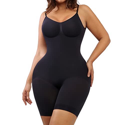 FeelinGirl Bodysuit Shapewear Bauchweg, Rückenfreier Body für Frauen, Nahtloser Faja Körperformer, Sculpting Shaper Überbrust, Formende Bodys Po-lifter Schwarz M/L von FeelinGirl