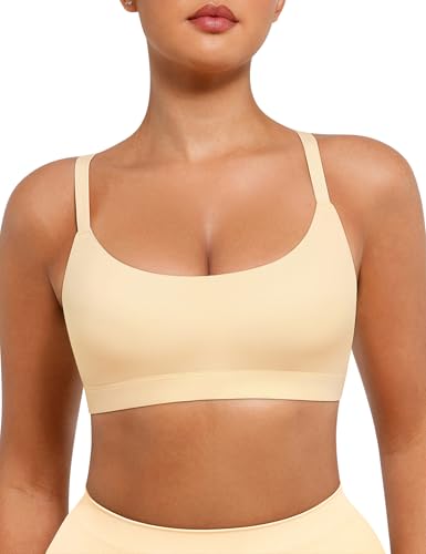 FeelinGirl Damen Bügelloser Ungepolstert Bequemer Soft-BH Bralette mit Breiten Verstellbaren Trägern Atmungsaktiv für Alltag und Schlaf Aschkhaki M von FeelinGirl