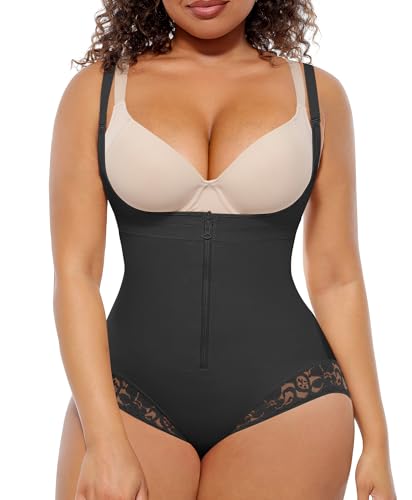 FeelinGirl Damen Faja Body Shaper Postpartum Fajas Colombianas Shapewear Bauchkontrolle Body Shaper Butt Lift Bodysuit, Schwarz, Large von FeelinGirl
