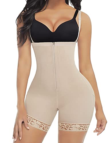 FeelinGirl Miederhose Stark Formend Hohe Taille Shaping Hose Bauchweg für Damen Große Größe mit Abnehmbare und Einstellbare Träger Hourglass Bodyshape Offener Schritt Haut 4XL von FeelinGirl