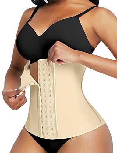 FeelinGirl Damen Taillenmieder Latex von 9 Stahlknochen Ausbildung Korsage Unterbrust Korsett Waist Cincher Beige XXL von FeelinGirl