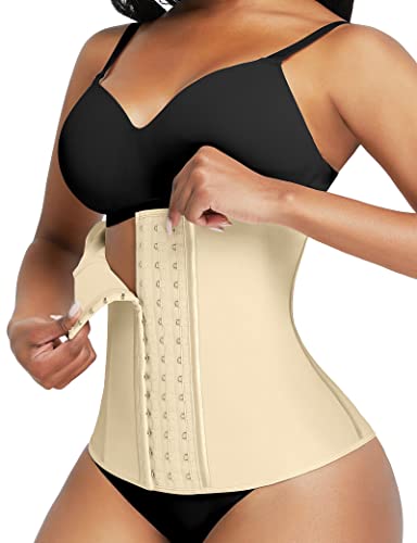 FeelinGirl Damen Taillenmieder Latex von 9 Stahlknochen Ausbildung Korsage Unterbrust Korsett Waist Cincher Beige 6XL von FeelinGirl