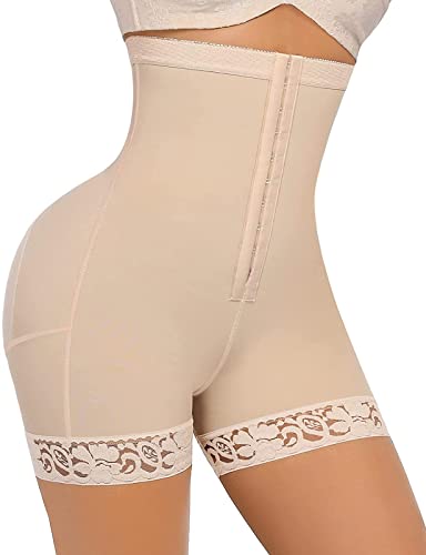 FeelinGirl Damen Miederpants mit Bauch-Weg-Effekt Formt sofort und Strafft effektiv, 5XL(EU 56-58), Beige mit Haken von FeelinGirl