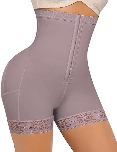 FeelinGirl Miederhose für Damen Bauchweghose Feste Kontrolle Shapewear Oberschenkel Gezielter Kompression Po-Lifter Shorts Bauch Weg Hohe Taille mit Haken Miederslips Braun S von FeelinGirl