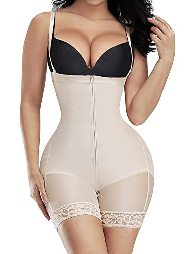 FeelinGirl Damen Miederpants mit Bauch-Weg-Effekt Formt sofort und Strafft effektiv, XS(EU 32-34), Beige Schritt mit Reißverschluss von FeelinGirl