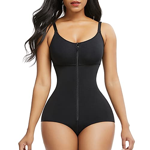 FeelinGirl Damen Shapewear Formender Full Body Shaper mit Reißverschluss Slimming Mieder-Body Bauchweg Shaping-Body Unsichtbar Figurenformend Unterhose Schwarz XL von FeelinGirl